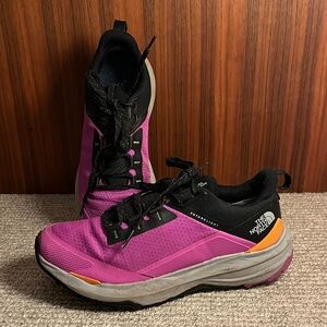 The North Face Women's fuscia and Black waterproof trail runners